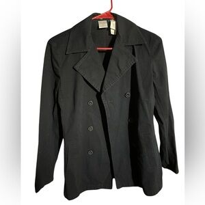 Emma James women vest long sleeve folded to the side color dark blue size medium